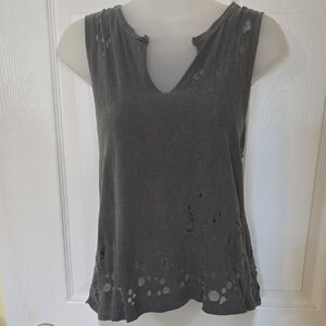 Gilded Intent Dark Gray Distressed Tank Top